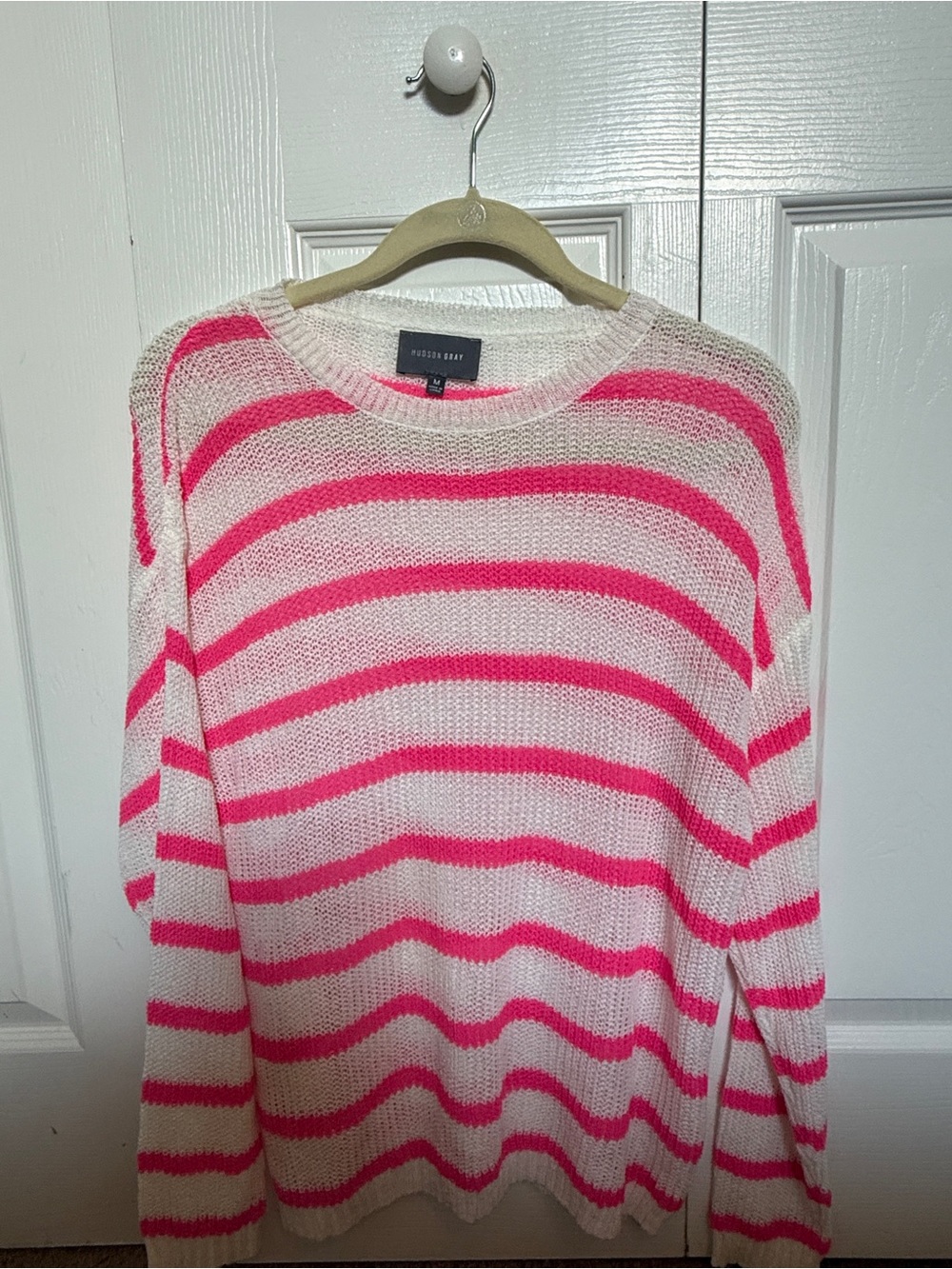 Pleasantly Striped Pink and White Crewneck Sweater by Hudson Bay